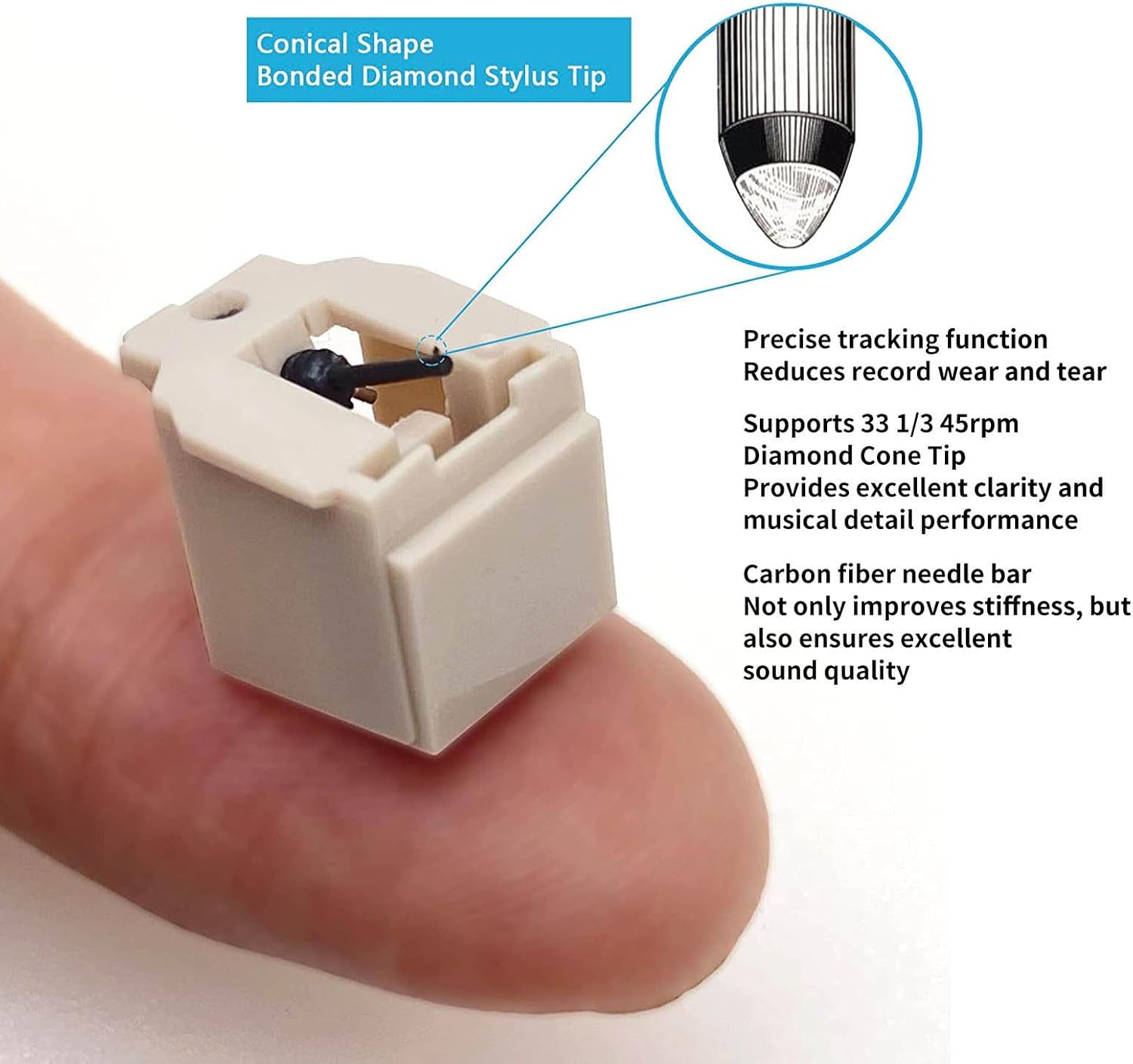 Record Player Needle Turntable Stylus Replacement or Audio Technica at LP60 at PL300 at LP60XBT USB, Turntable Needles Stylus with Cleaning Brush