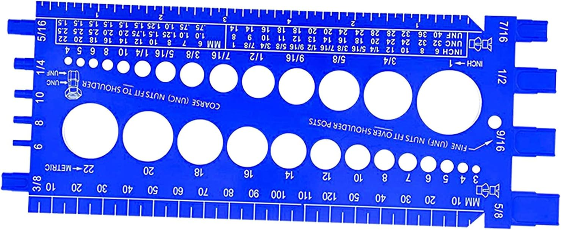 Nut and Bolts Thread Gauge - Screw Pitch Checker Panels, Portable Hand Measuring Tool Rack, Accurate Identification Display, Hardware Pack | Bolts Nuts Screws for Workshop Garage