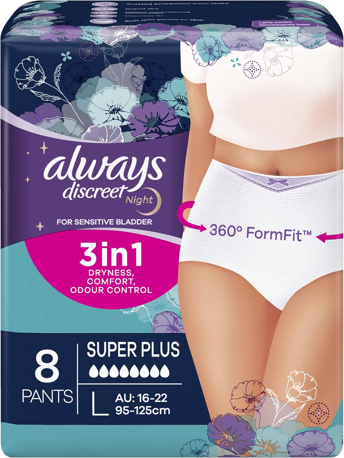 Always Discreet Incontinence Underware, Super plus Large, 8 Pack image number 4