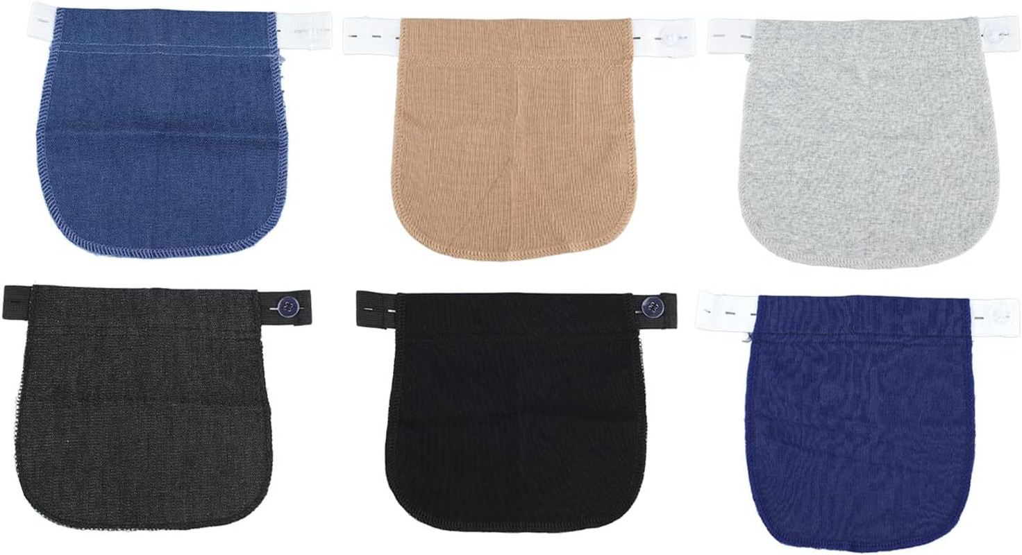 Domary 6Pcs Soft Nylon Maternity Pants Extender Adjustable Belly Waistband Buttons Daily Use 6 Colors image number 3