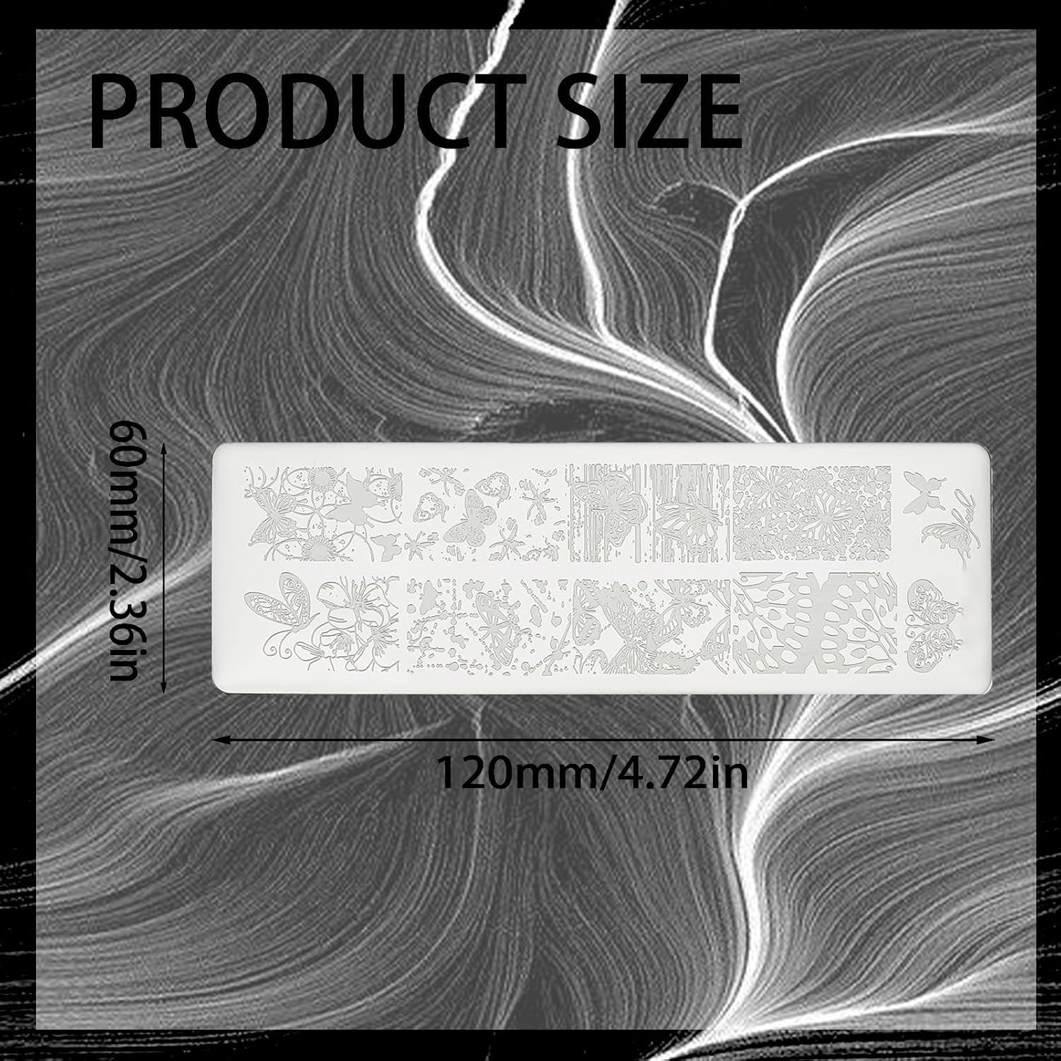 NICENEEDED Pack of 3 Nail Art Plates with Flowers and Butterflies Rectangular Stamp Plates with Flower Motif Spring and Summer DIY Print Manicure Salon Design Kit for Women image number 5