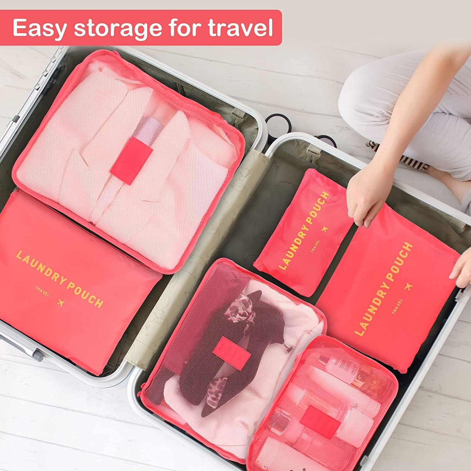 6PCS Travel Luggage Organiser Clothes Storage Pouch Suitcase Packing Bags (Sky) - Sky image number 2