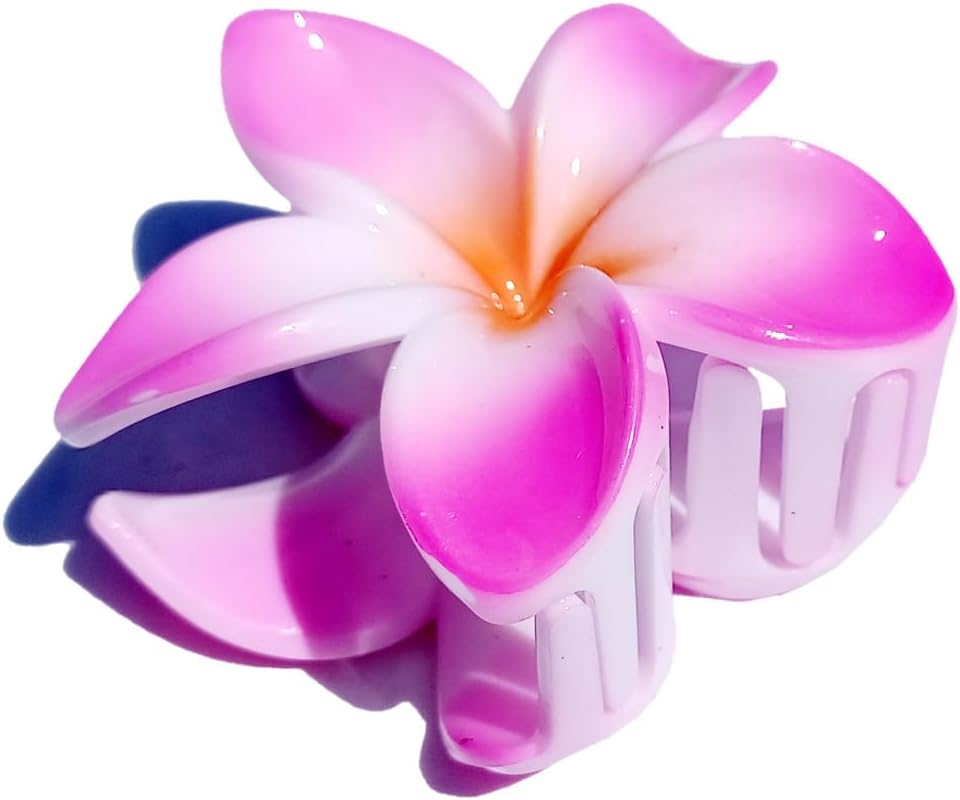 Seestern Sportswear Bali Hawaii FBA_2401 Hair Clip 2 Frangipani Flowers Pink