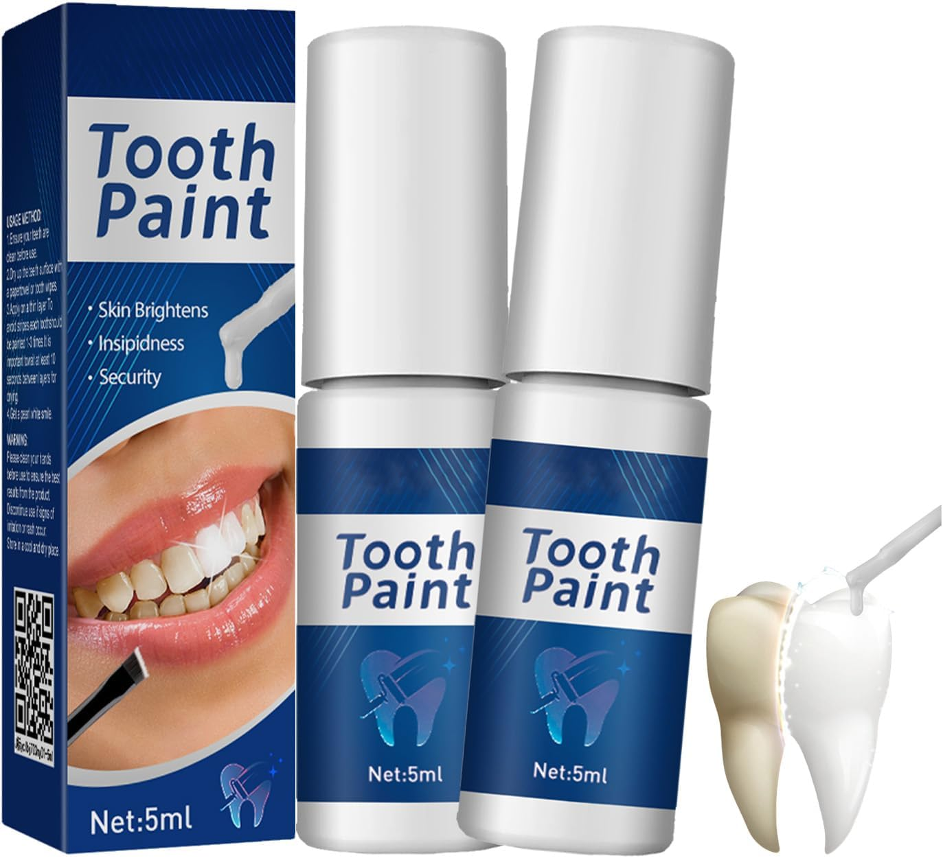 Instant Teeth Whitening Paint, Tooth Cleaning Coating Is Gentle and Non Irritating Reducing, Stain Removal, Instant Whitening Dental Lacquer, Effective Teeth Whitening Essencing Gel Pens (2Pcs)