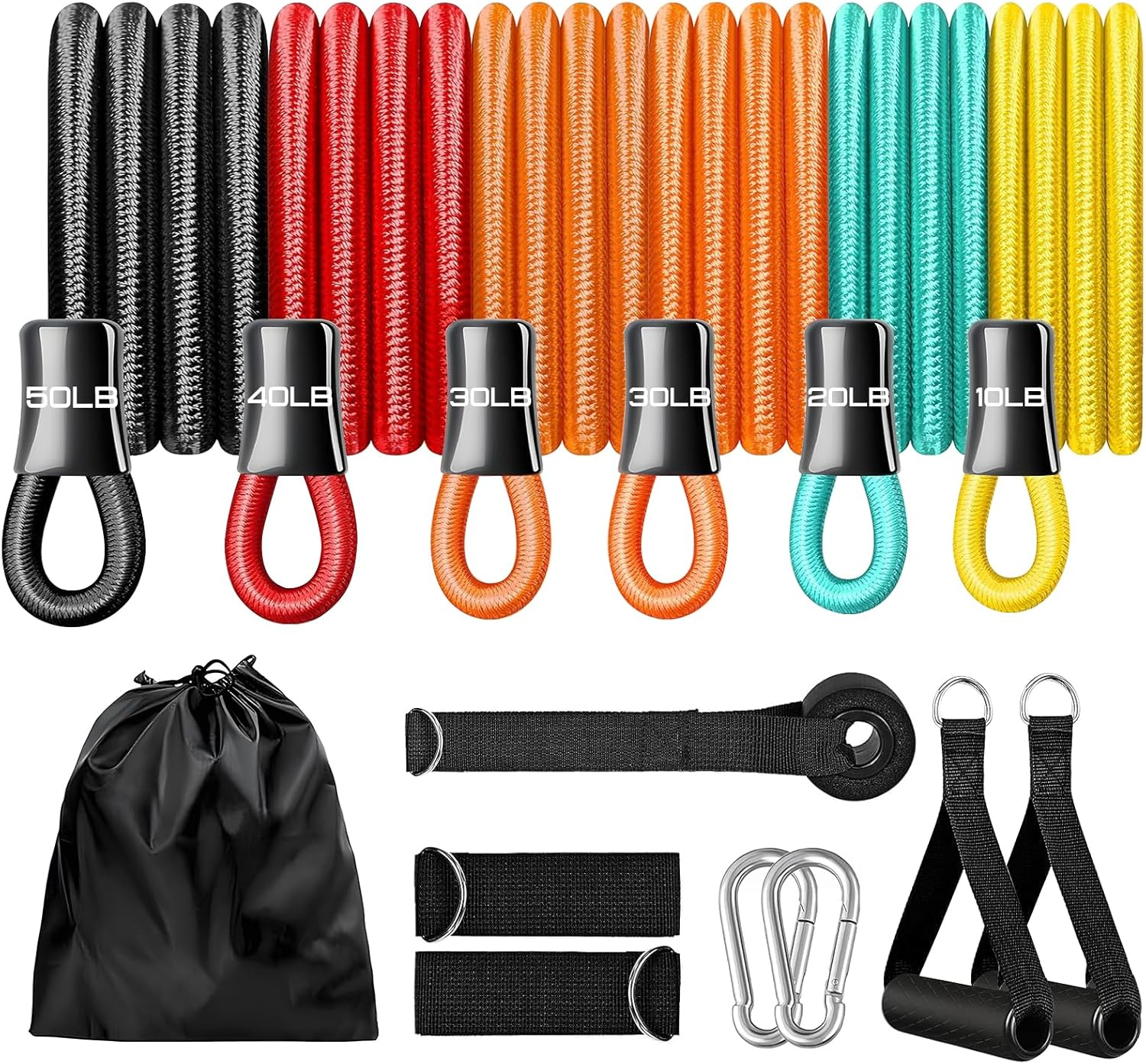 180 Lbs Resistance Bands Set Resistance Bands Weight Building Pulliing Rope with Ankle Strapes Door Anchor Storage Bag Kit Elastic Bands for Yoga Calisthenics Gym Crossfit TRX Pilates Home Gym image number 6