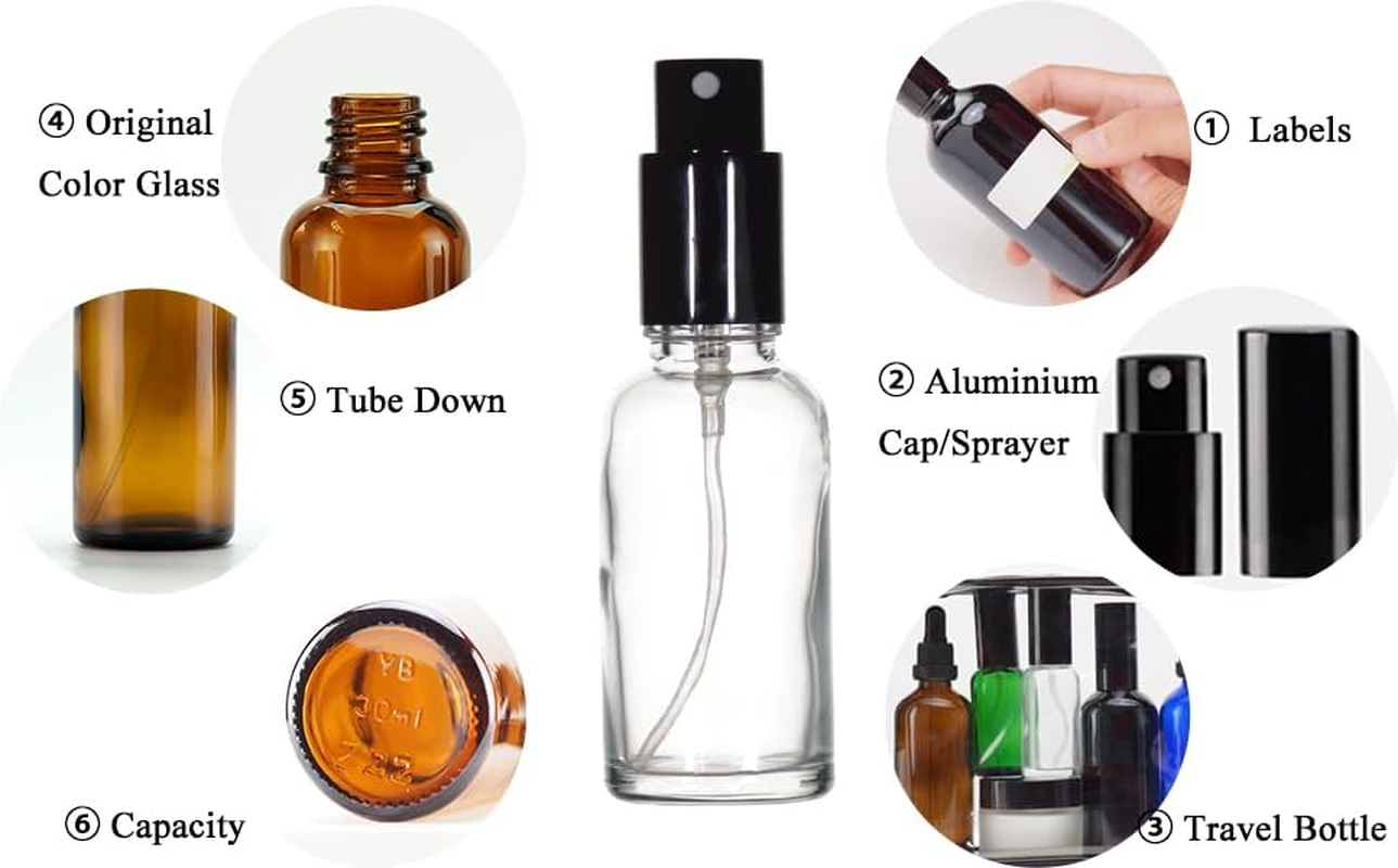 YIZHAO Transparent Spray Bottle Glass 30 Ml Spray Bottle Small Glass with [Atomiser] for Essential Oils, Cosmetics, Pharmacists, Cleaning, Aromatherapy, Massage, Hair - 18 Pieces image number 3