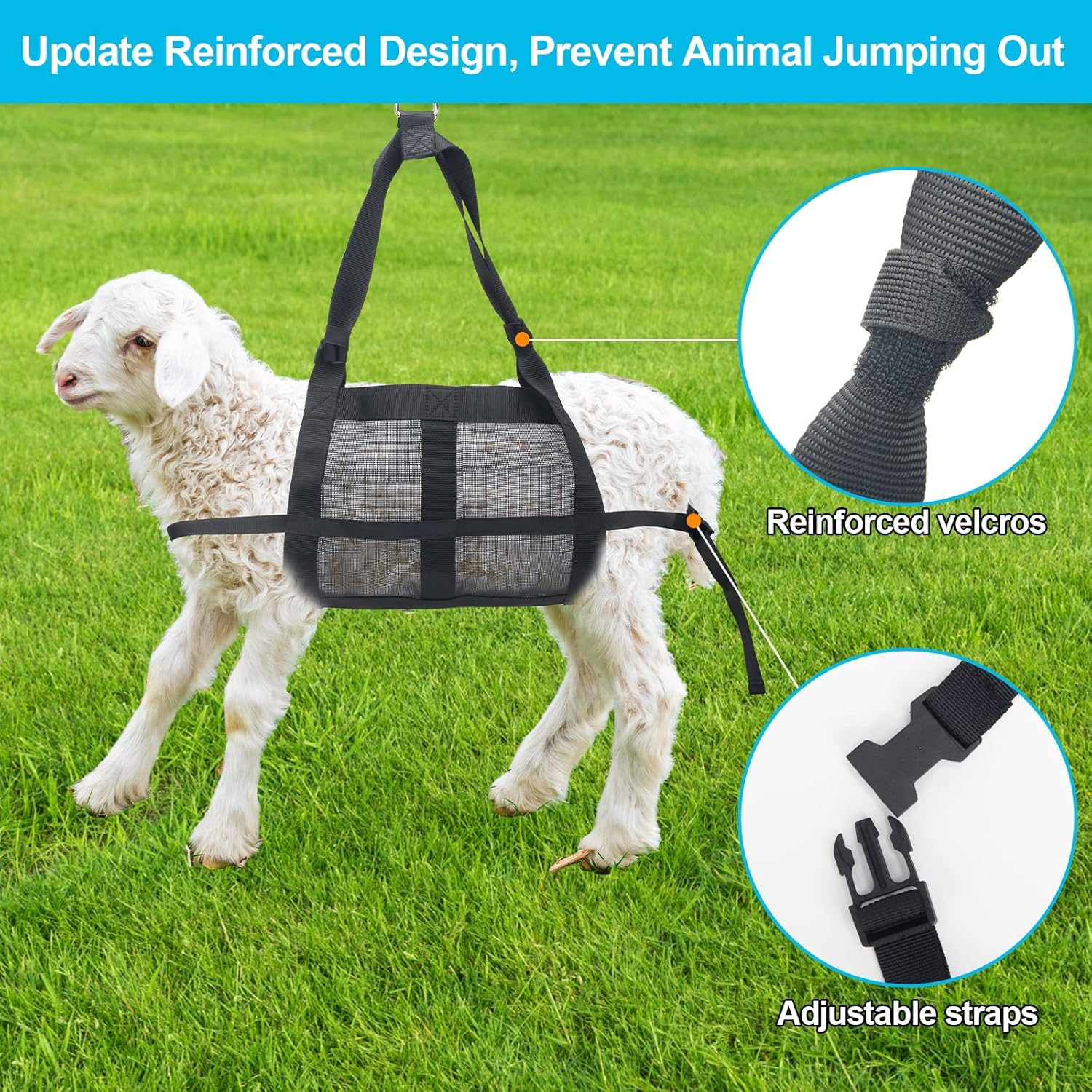Calf Sling for Weighing Animals, Boyistar 300 LB Animal Weighing Sling for Calf Weight Small Animals, with 2 Reinforced Restraint Types