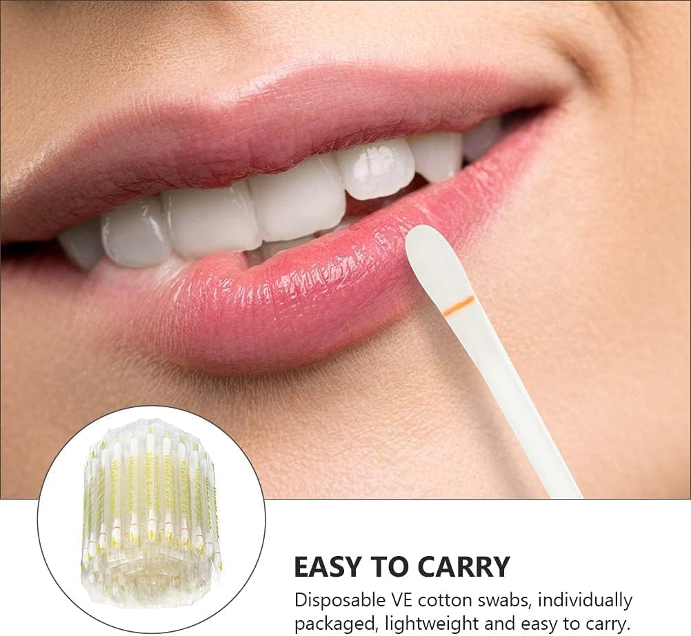 120PCS Lips Oil Swabs Stick,Disposable Applicators,Vitamin E Cotton Swabs E Lips Oil Cotton Swabs for Lip Gum and Teeth