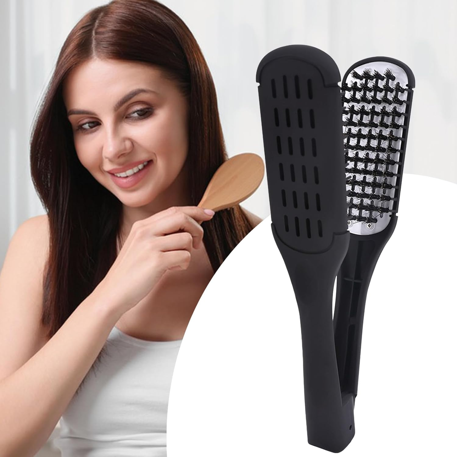 Hair Straight Brush, Portable Hair Straightening Comb, Heated Beauty Tool Smoothing, Lightweight Styling Accessory for Travel, School, Outdoor Use, Home Care Routine image number 6