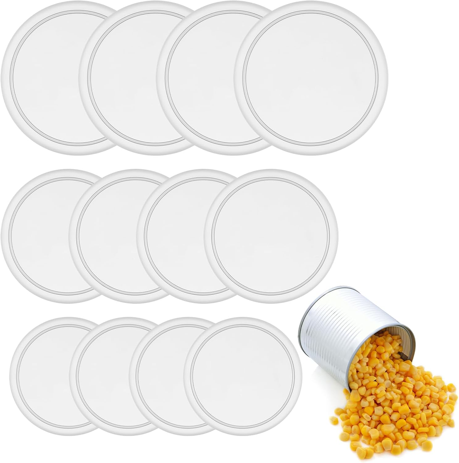 Pack of 12 Lids for Cans, Plastic Can Lids in 3 Different Sizes, Washable Can Closure for 400 G Cans / 800 G Cans, Transparent Can Lids, Cat Food, Dog Food image number 4