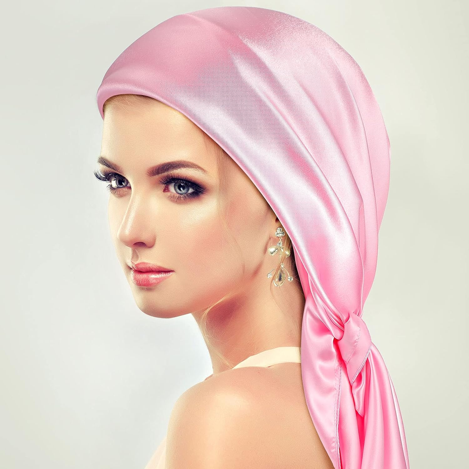 2 Pieces Silk Feeling Head Wrap Scarf Large Square Satin Sleep Headscarf, Nighttime Head Cap Provides Comfort image number 2