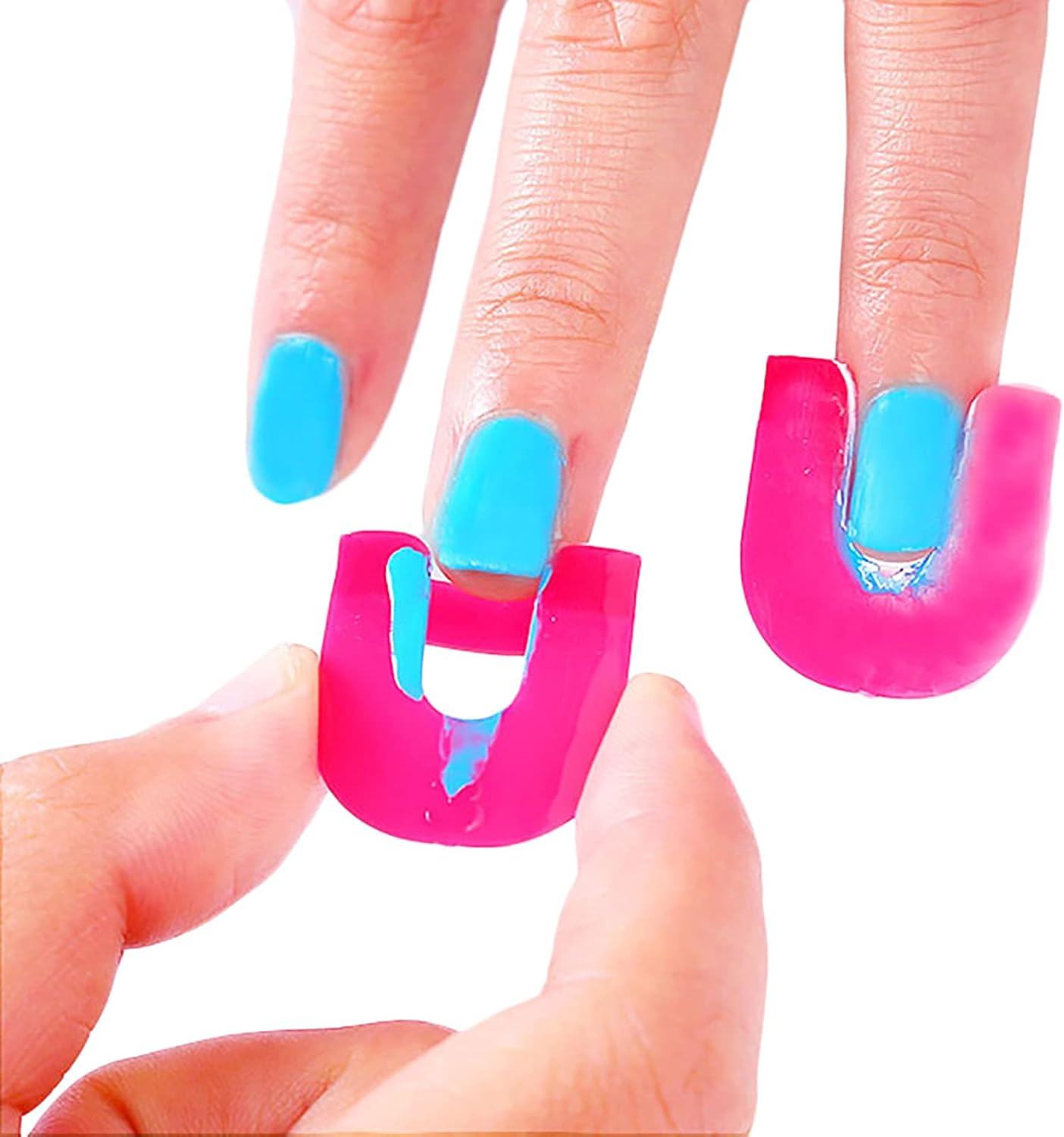 Luckycivia 52 Pcs (10 Size) Curve Shape Spill-Proof Finger Cover, Nail Polish Edge Anti-Flooding Plastic Template Clip, Beauty Tools Set for Finger Nail Art image number 3