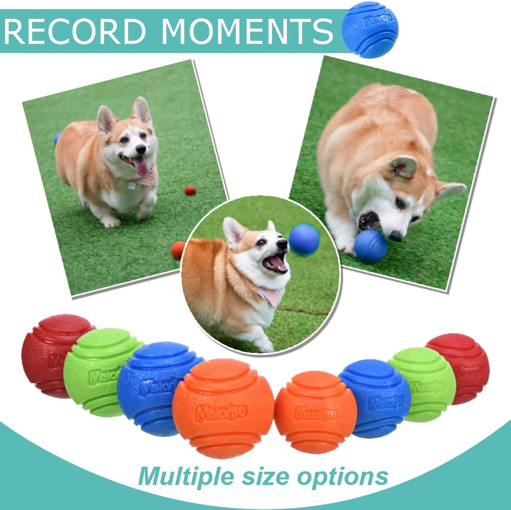 Vitalili Dog Toy Balls, 4 PCS Rubber Ball Set, Chew Resistant, High Bounce, Textured Design for Teeth Cleaning, Dog Training, Small Breeds, 2In/5Cm Diameter image number 5