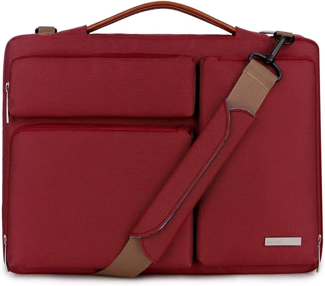 Lacdo 15.6 Inch 360&deg; Protective Laptop Messenger Shoulder Bag for 15.6" Acer Aspire 5, Lenovo Ideapad V145, Asus Vivobook 15, Msi Gl66, Hp Elitebook 850, Dell Inspiron Notebook Water Repellent, Black