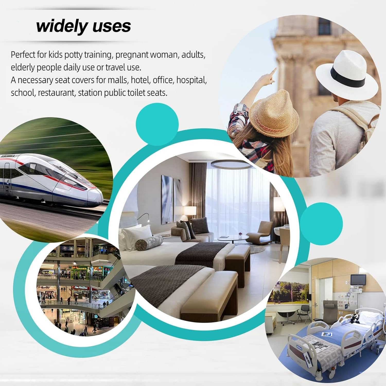 Toilet Seat Covers Disposable 20 Pack, Individually Wrapped Toilet Seat Shields Travel Accessories for Adults Kids with Non-Slip Adhesives, Potty Shields, Airplane, Waterproof image number 4