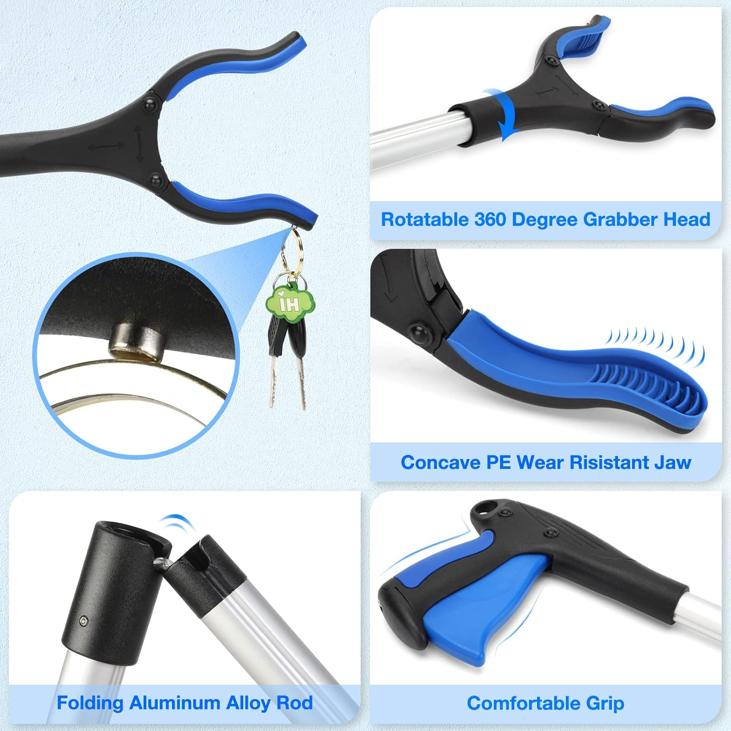 2-Pack Grabber Tool, 32" Long Reacher Grabber Pickup Tool with Magnetic Tip, Trash Picker Grabber for Elderly Grab It Reaching Tool, Garbage Picker Upper, Litter Pick up Grab Tool, Claw Grabber Stick