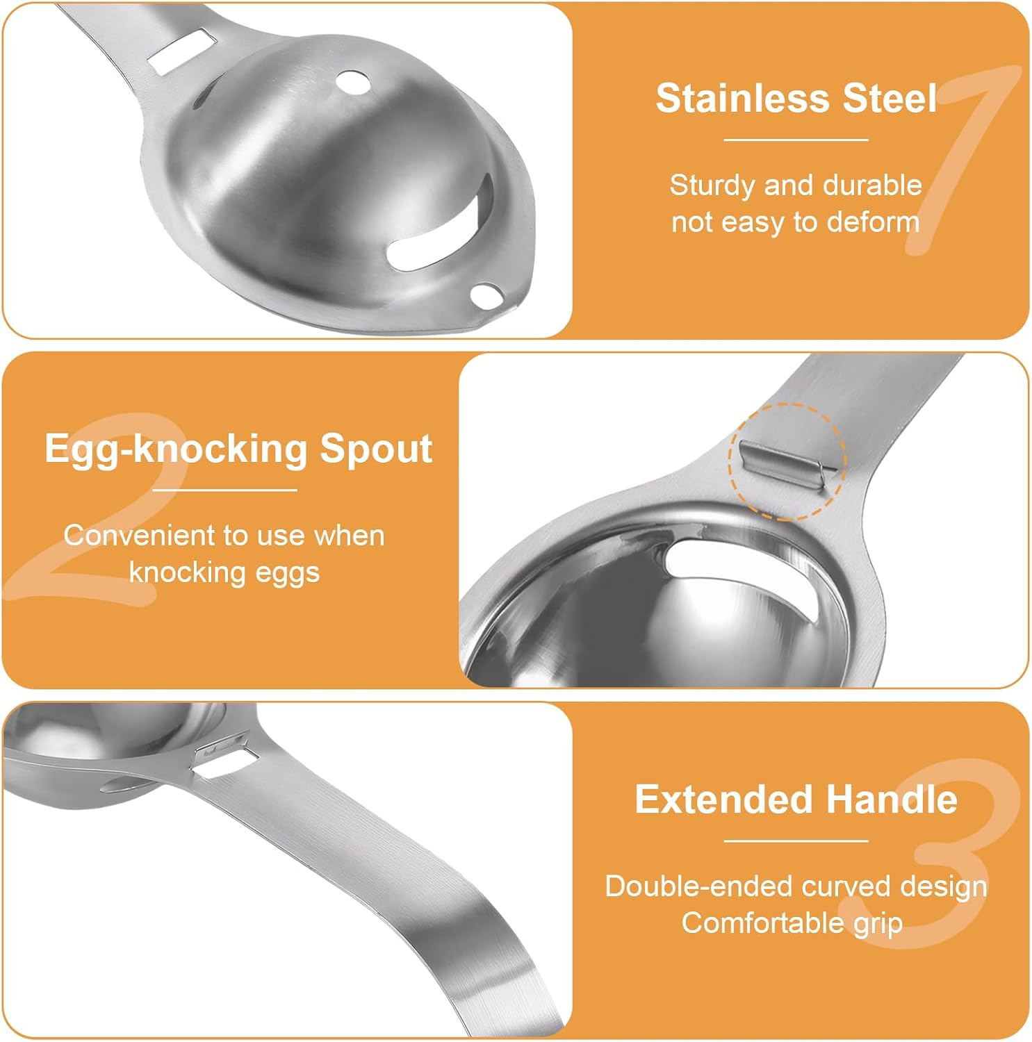 Stainless Steel Egg Cutter, Egg Separator, Egg Opener, Shell Remover and Top Opener for Soft or Hard Boiled Eggs, Yolk & Egg White Filter, Kitchen Gadget Tool for Raw and Boiled Eggs image number 2