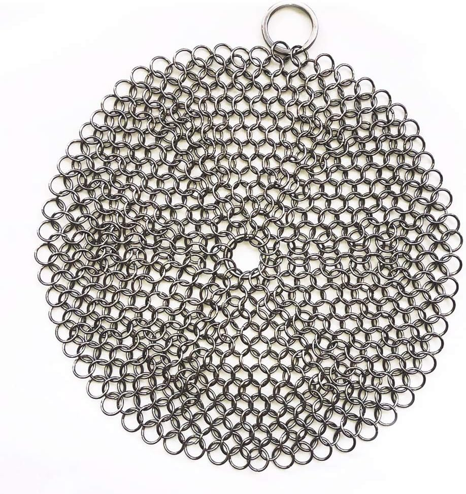 316 Premium Stainless Steel Cast Iron Cleaner, Chainmail Scrubber for Cast Iron Pan Pre-Seasoned Pan Dutch Ovens Waffle Iron Pans Scraper Cast Iron Grill Scraper Skillet Scraper Hovhomedevp (7 Inch) image number 6