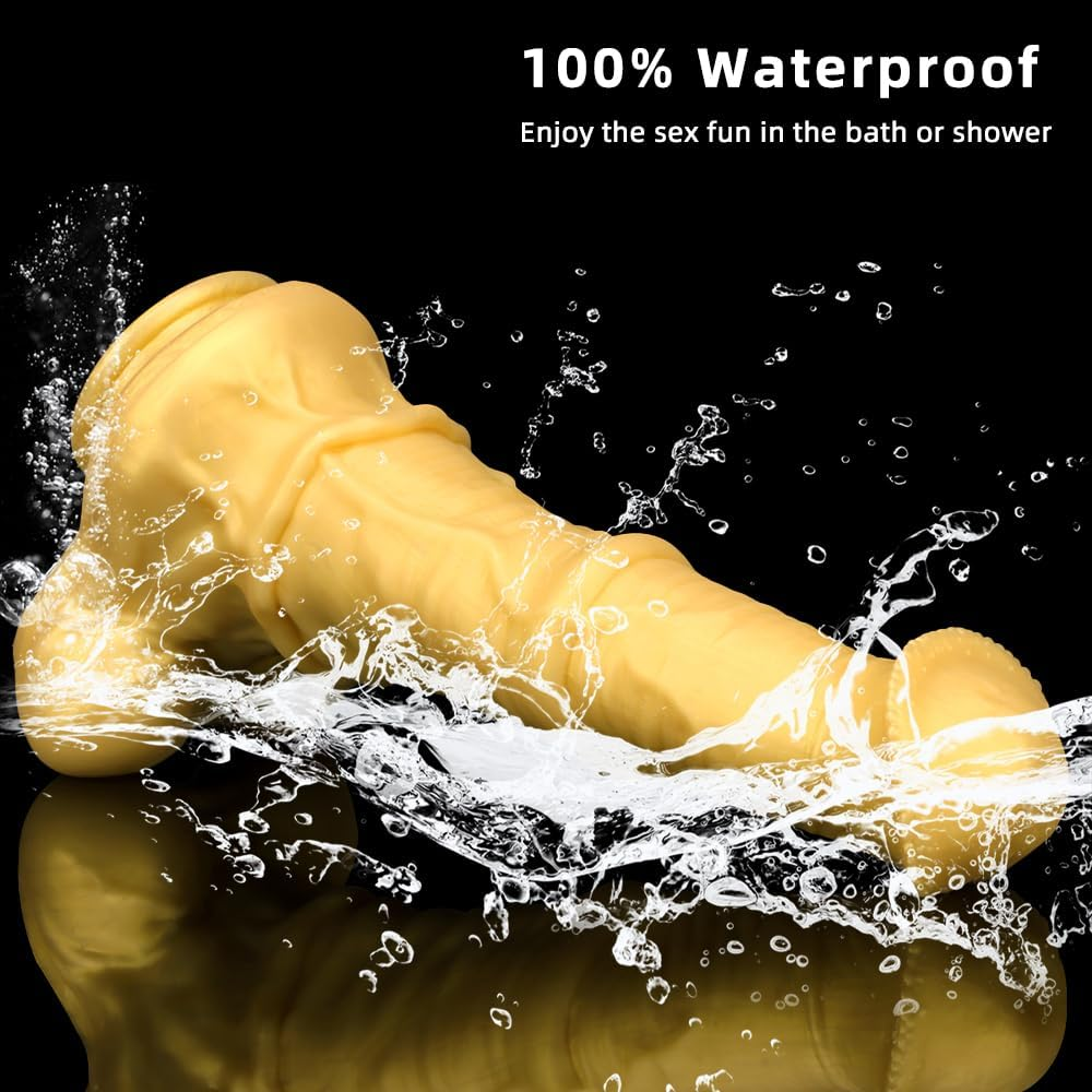Gienocy XXXL Golden Giant Realistic Silicone Horse Cock Dildo, Animal Fake Dildos Butt Plug G-Spot Vagina Prostatic Stimulation SM Orgasm Adult Sex Toy for Men Women Couple (Golden-Xxxl)