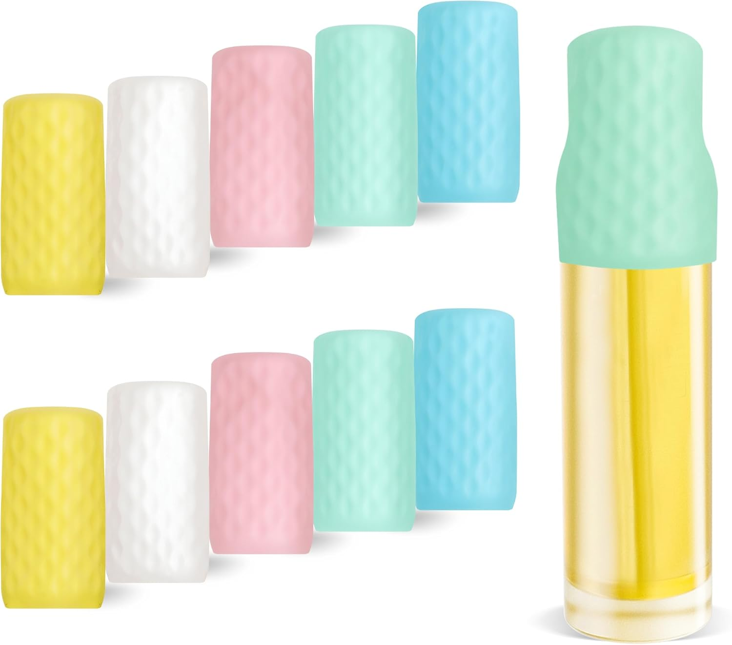 TECDW 10-Pack Colorful Silicone Bottle Covers, Travel Essentials, Leak-Proof Silicone Protective Covers for Travel Toiletries(5 Colors) image number 2