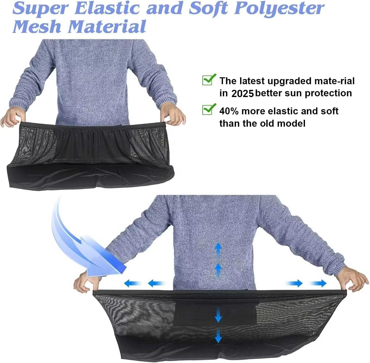 Car Window Sun Shade 4 Packs,Car Window Screen, Anti-Mosquito, Sunscreen Net, Cool and Breathable。 Universal Fit for Most of Cars－Protect Kids Pet from the Sun－Cover Full Windows image number 5