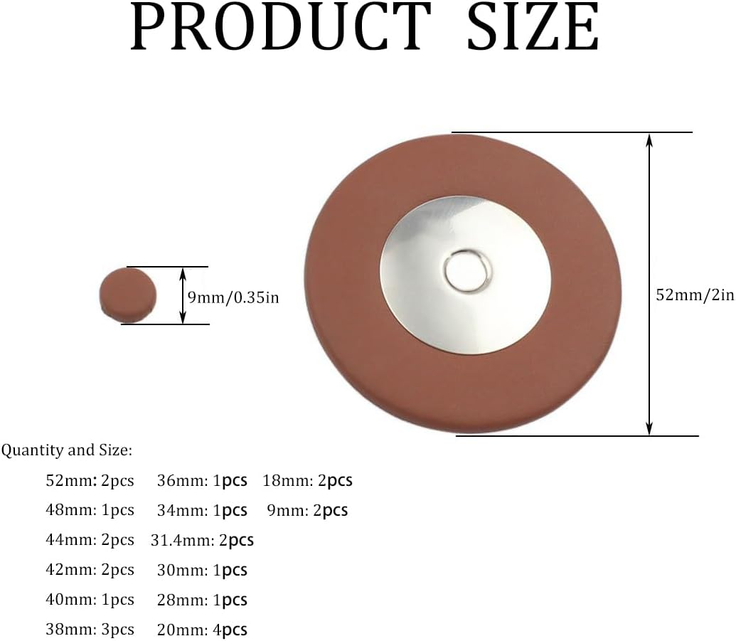25 Pcs Professional Leather Tenor Saxophone Pads, Brown Saxophone Pads Replacement Woodwind Parts and Accessories image number 4