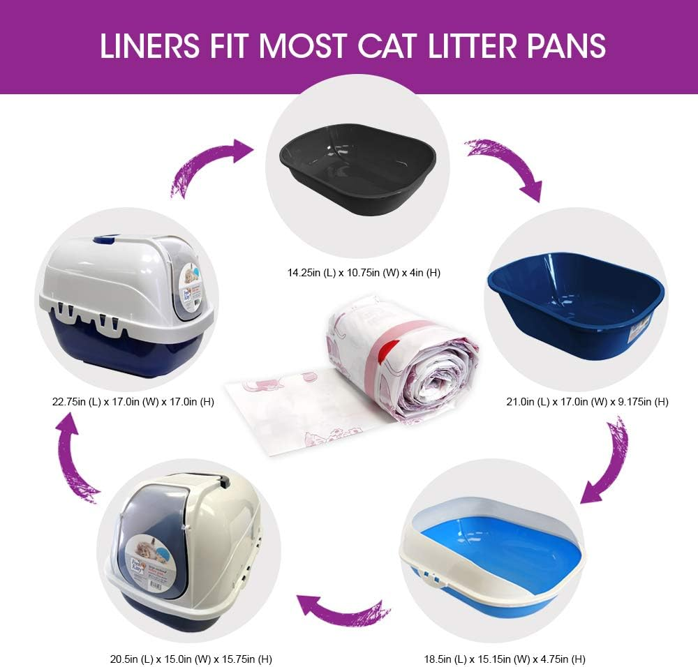 Fresh Kitty 80 Count Litter Box Liners Super Thick, Durable, Easy Clean up Jumbo Drawstring Scented Litter Pan Liners, Bags for Pet Cats image number 3