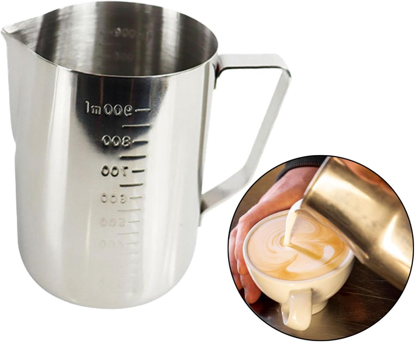 Fytstycale Milk Jug Pouring Jug Espresso Cup Warming Pot Coffee Pot Creamer Cup Milk Frothing Pitcher for Tea, 900Ml image number 1