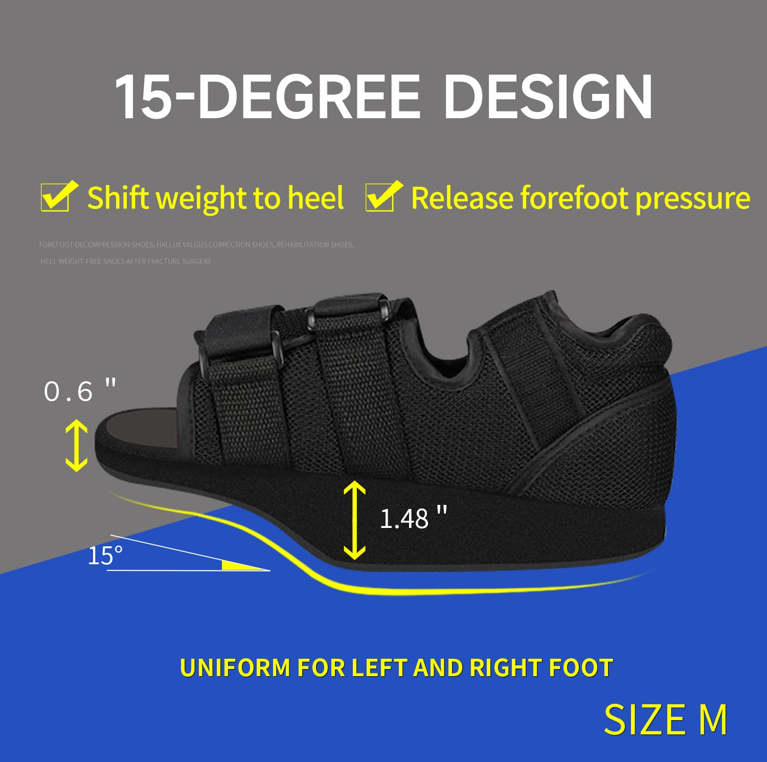 Post Op Shoe for Broken Toe Surgery Forefoot Offloading Healing Boot Post Surgical Wedge Foot Splint for Surgery for Men and Women (Small) image number 5