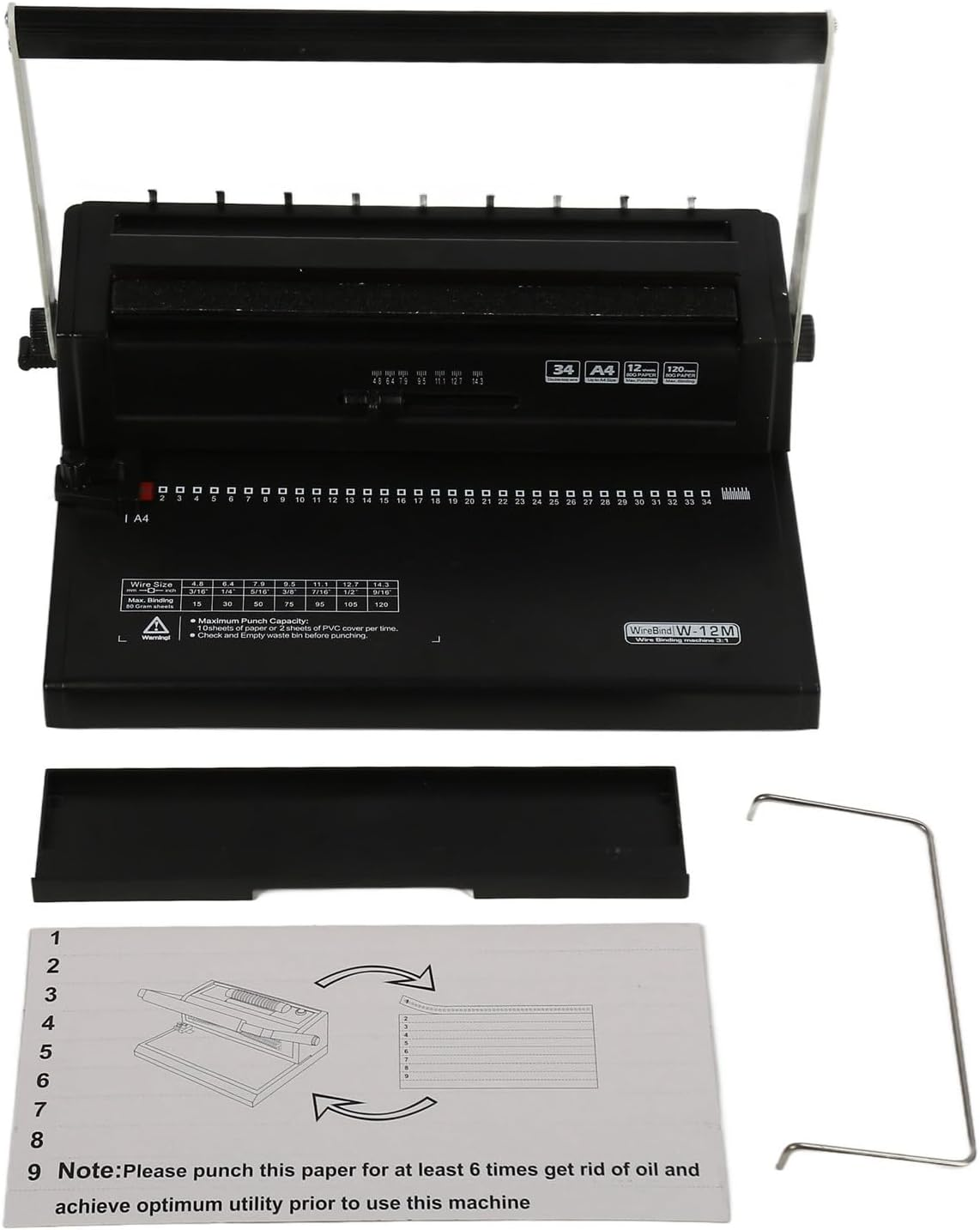 Dual Coil Punch Binding Machine, Coil Spiral Binding Machine, 34-Holes Binding 120 Sheets, Punch 12 Sheets, Punch Binder with Adjustable Side Margin, for Letter Size, A4, A5 image number 5