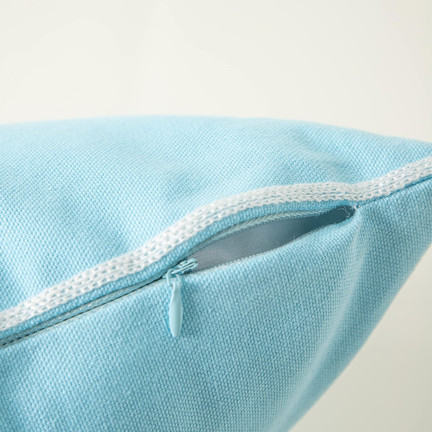 18X18,Cotton Christmas Blessing Throw Pillow Cover for Bed Sofa Cushion Car Snowflake Embroideried Pillowcases ,1Pair Blue - White image number 4