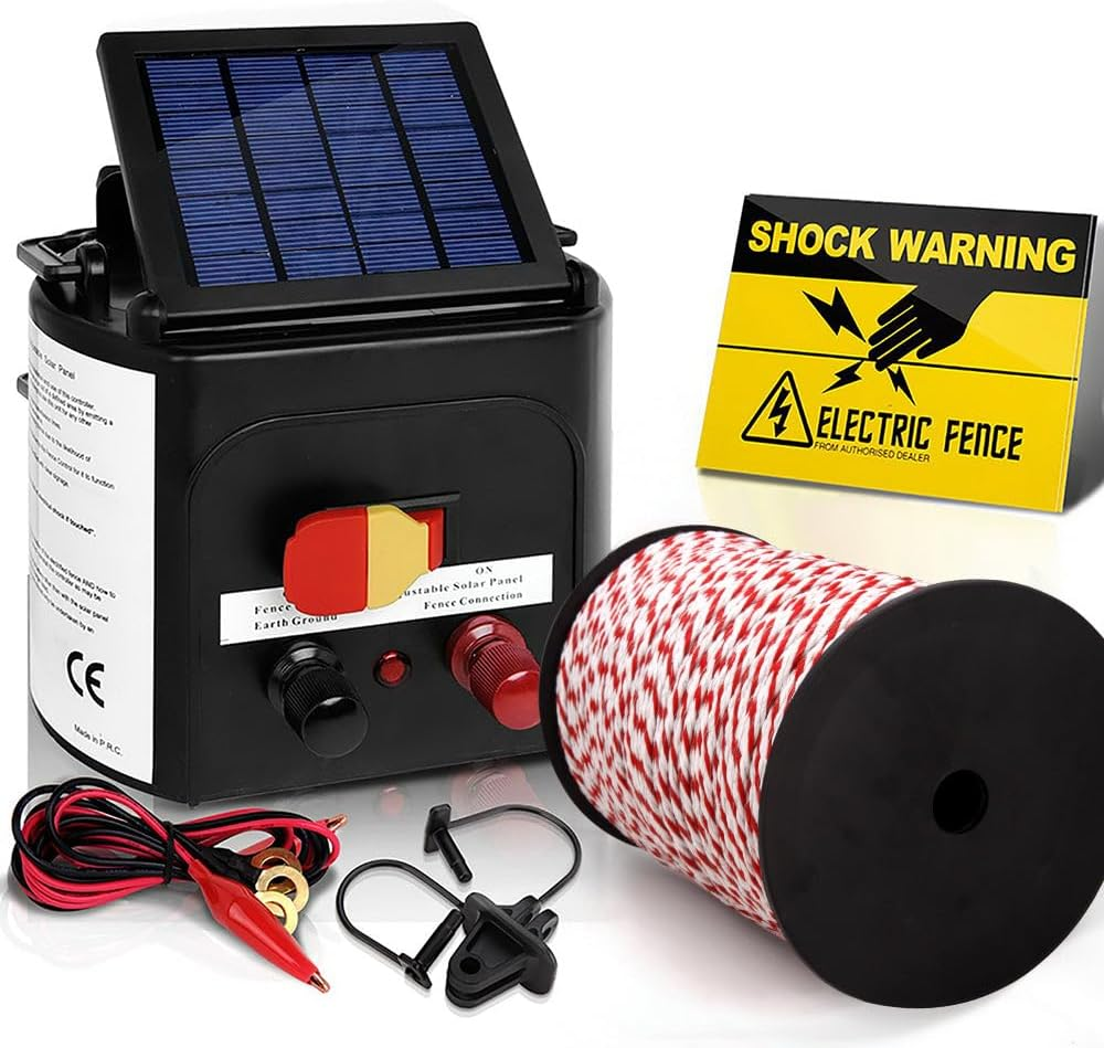 Giantz Fence Energiser 5Km Solar Energizer Charger Electric Wire, Fencing Equipment, 0.15J Discharge Energy Lead Sealed Battery Panel 500M Polyrope 4Mm Width image number 4