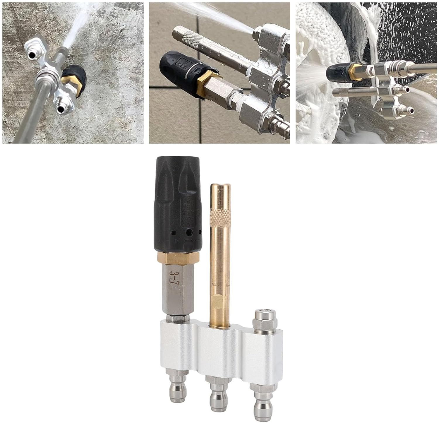 Hyuduo Pressure Washer Nozzle M5 Twist-Away Nozzle Long Reach Tip for Ladder Saver Pressure Washer Long Reach Cleans High Walls 1/4" Quick Connect 3-7 GPM