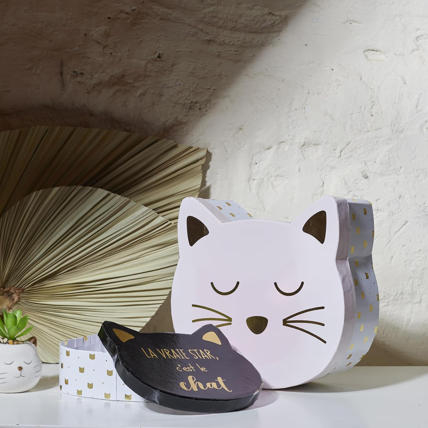 The Concept Factory RG6219 Cat Storage Box Other Paper Types Pink Black 25 X 23 X 8.5 Cm image number 2