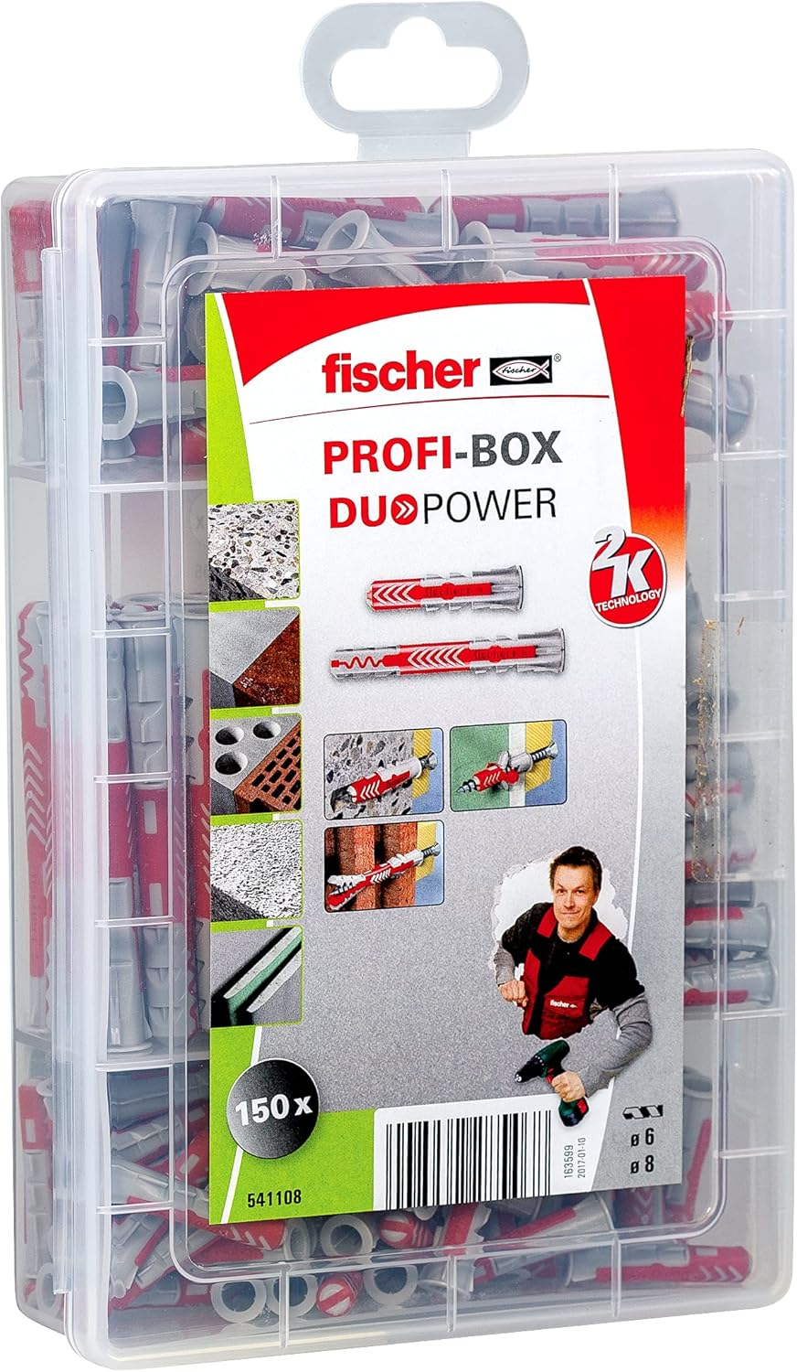 Fischer 541108 Profibox DUOPOWER Assortment Box of Cleats, Red and Grey, Sin Tornillo image number 5
