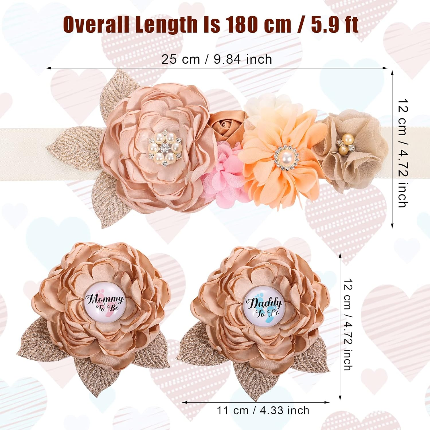 Mommy to Be Sash, Floral Boho Mom to Be Sash for Baby Shower with Mom to Be Corsage Pin Set Light Brown Mom to Be Sash and Pin Pregnancy Sash Boho Baby Shower Decorations for Girl and Boy image number 4