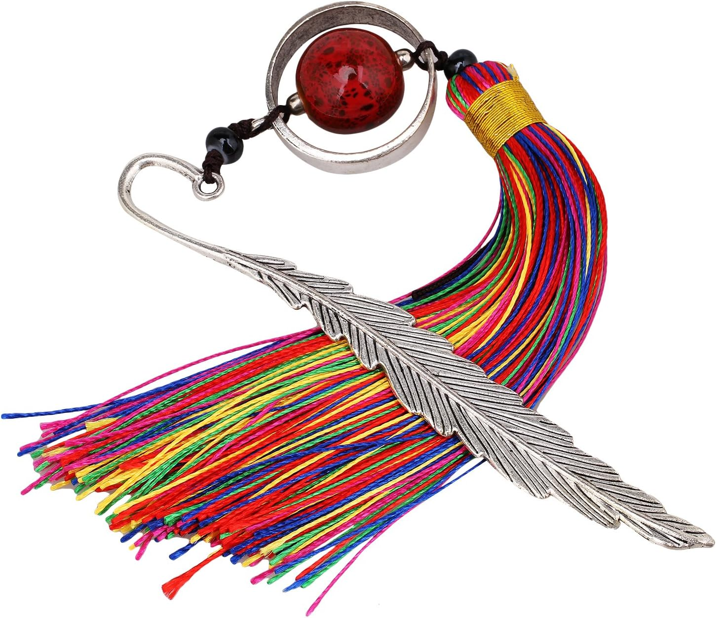 Chinese Metal Bookmarks with Tassel, Vintage Bookmark Unique Classical Ancient Chinese Hairpin Bookmark with Handmade Silky Tassel for Book Lovers Unique Gift