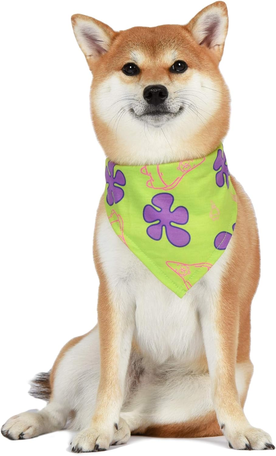 Nickelodeon Spongebob Squarepants Patrick Pink Shirt for Dogs & Green Bandana Combo- Size Small | Soft and Comfortable Spongebob Clothes for Dogs- Lightweight T Shirt & Dog Bandana image number 1