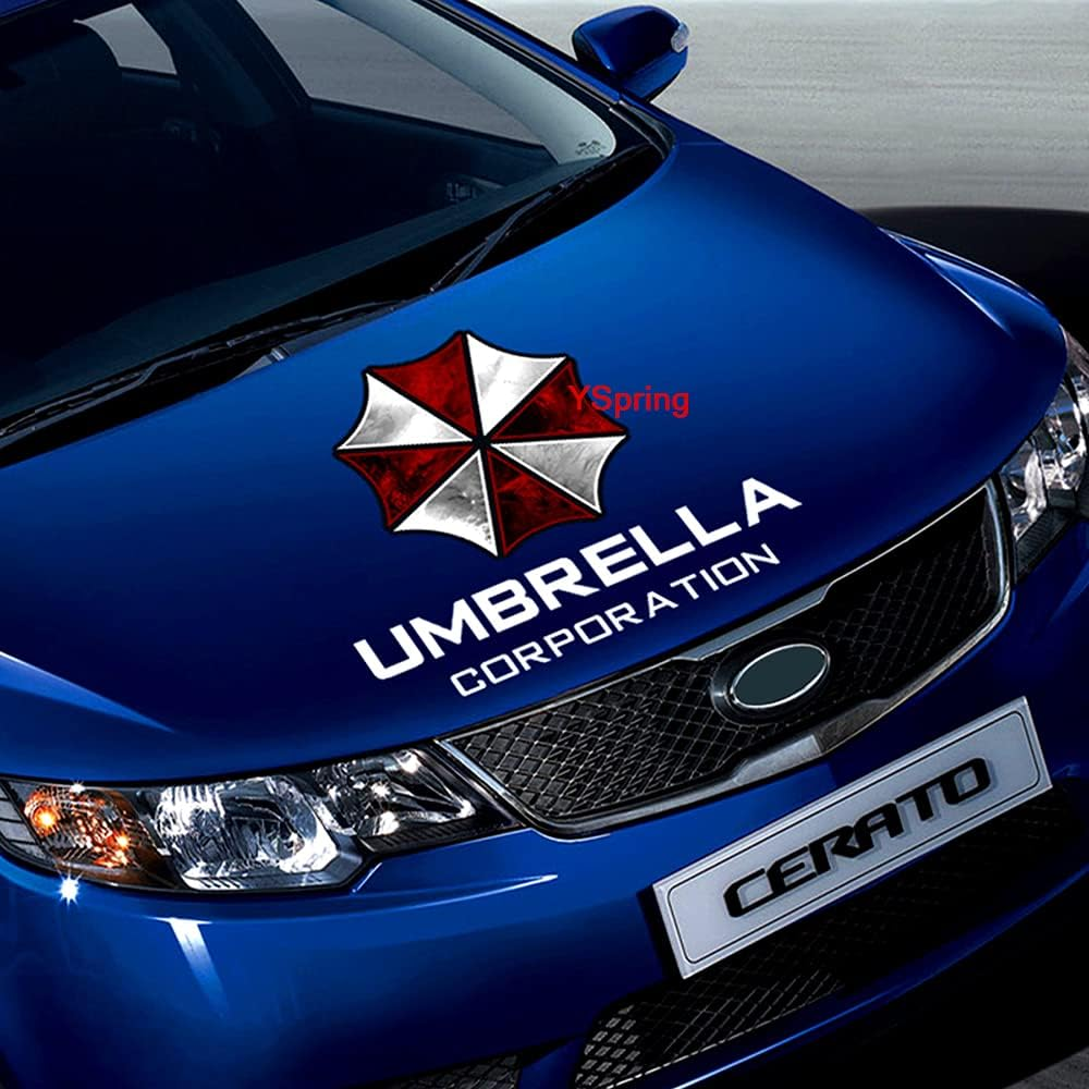 HINSCR Resi Dent Evi L Car Front Cover Decal Umbrella Corporation Logo Sticker Auto Body Vinyl Sticker for Vehicles (Style K - White Fonts-1Pcs-19.7In)
