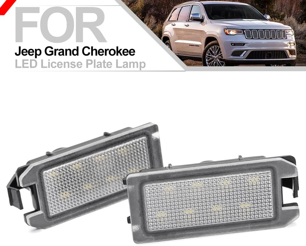 Nsautolighting 2Pcs LED License Plate Light Lamp Assembly for Jeep Grand Cherokee 2014-2020 Compass Patriot 2014 2015 2016 2017 Super Bright 6000K Xenon White Rear Tag Light Assembly image number 4