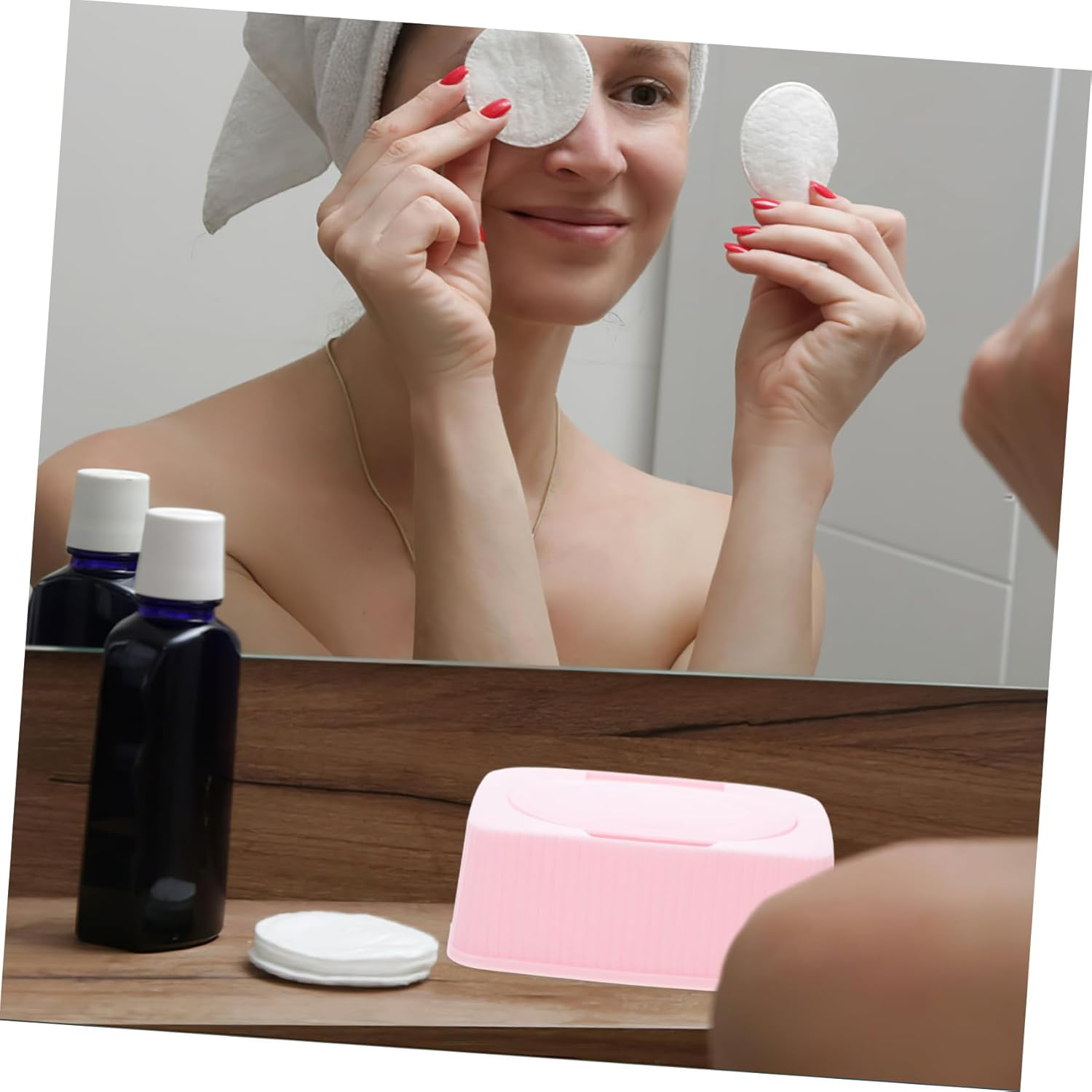 Baby Wipes Dispenser Flip Lid Dustproof Storage Box Portable Refillable Tissue Holder for Nursery Bathroom Travel Pink