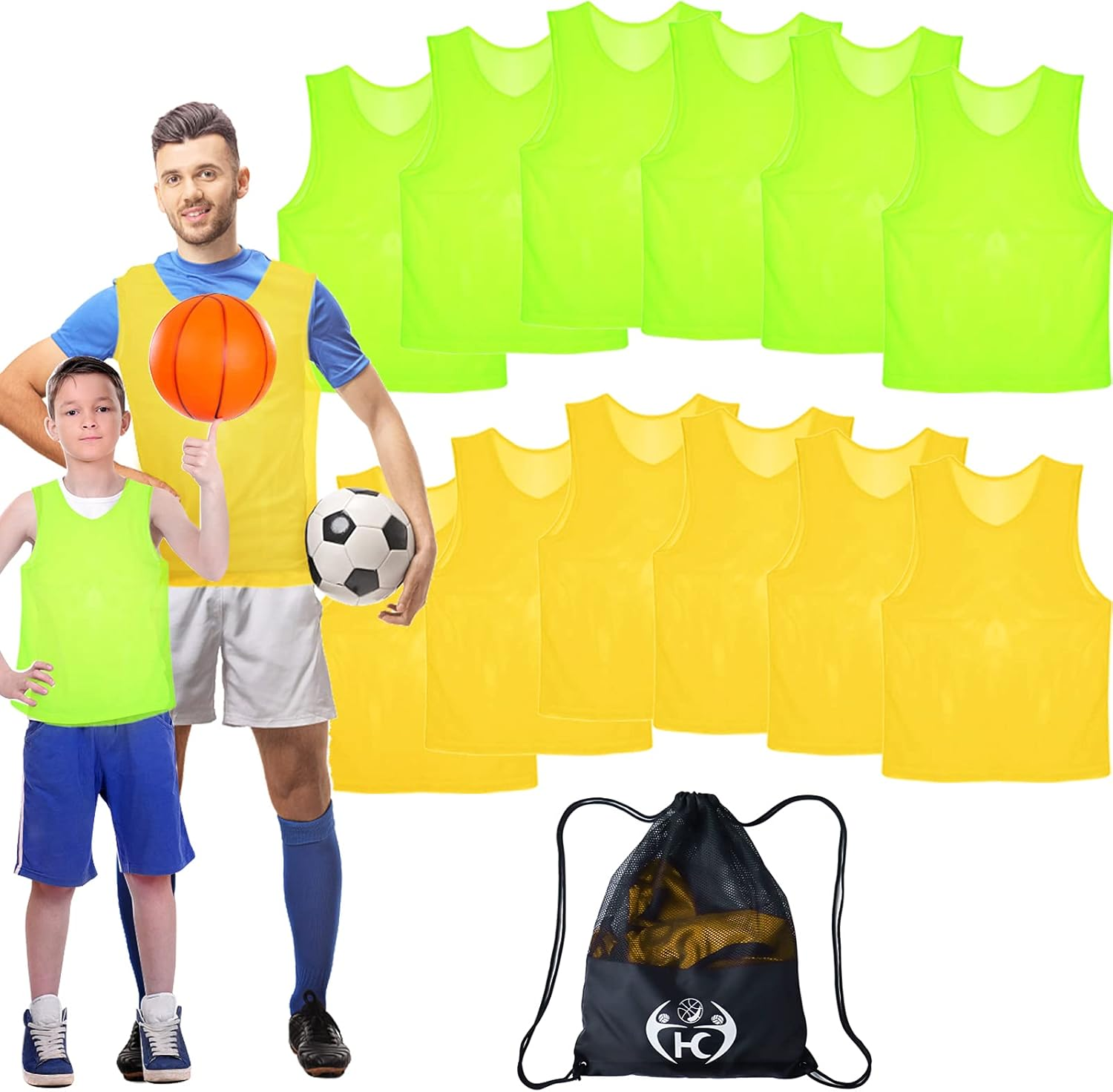 Perzomido Nylon Mesh Scrimmage Team Sports Pinnies Jerseys for Adult Youth Children image number 2