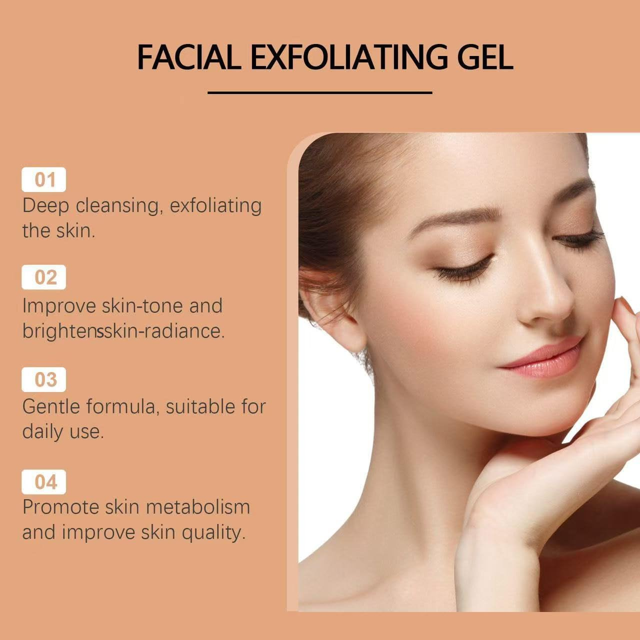 Facial Exfoliating Gel, Orange Exfoliating Gel, Skin Peeling for Body, Dead Skin Remover for Body Brightening, Orange Enzyme Hydrating Facial Scrub, Cleansing and Rejuvenating Pore Refining (1PCS) - 3Pcs image number 4