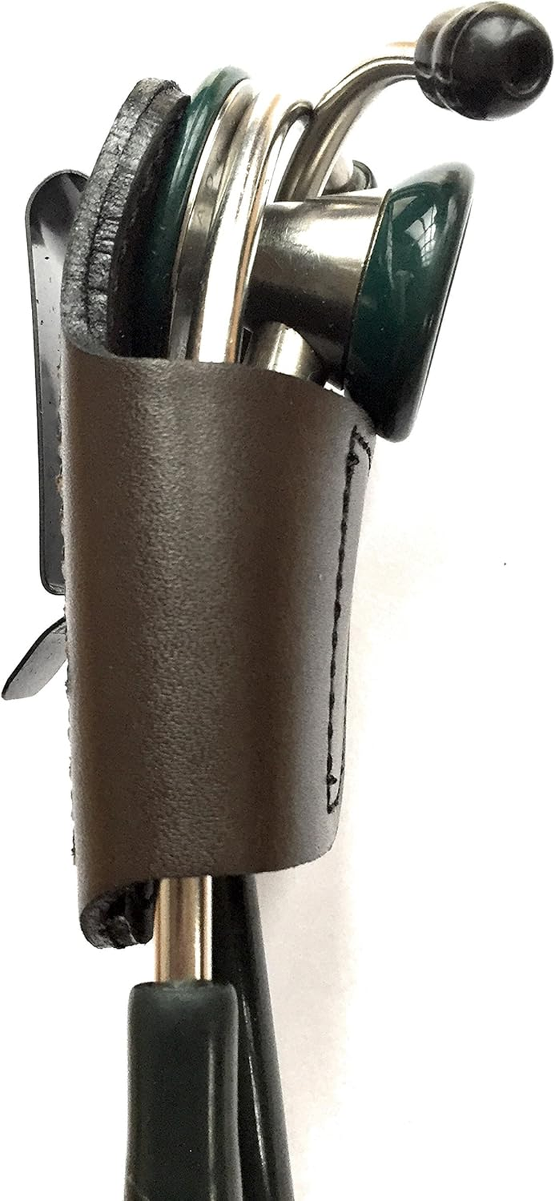 The BATCLIP (Brown) - Premium Leather Handmade Clip-On Stethoscope Hip Holder; No More Neck Carrying, Loss, or Misplacement. Proudly Carry Your High-End Stethoscope with Taste and Style. image number 2