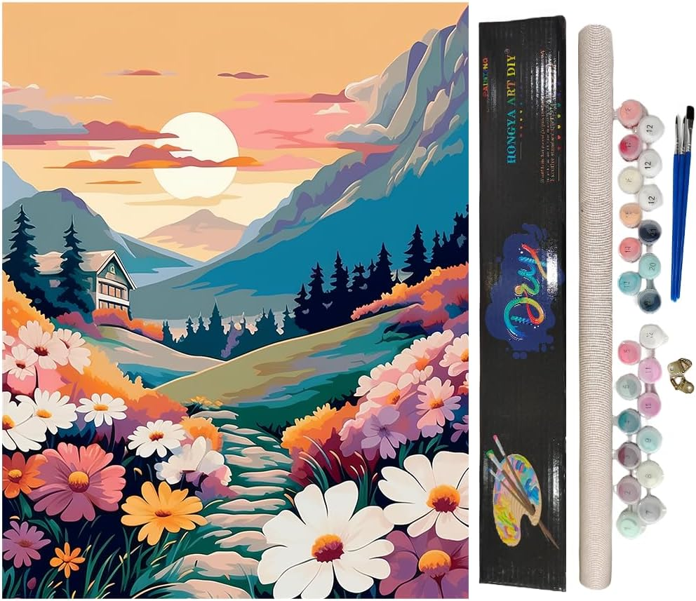 HONGYA ART DIY Paint by Numbers－Diy Adult Paint by Numbers Kits for Adults,Adult Painting Kits on Canvas Landscape for Living Room, Bedroom, Office 20X16 Inches(Ld-1)