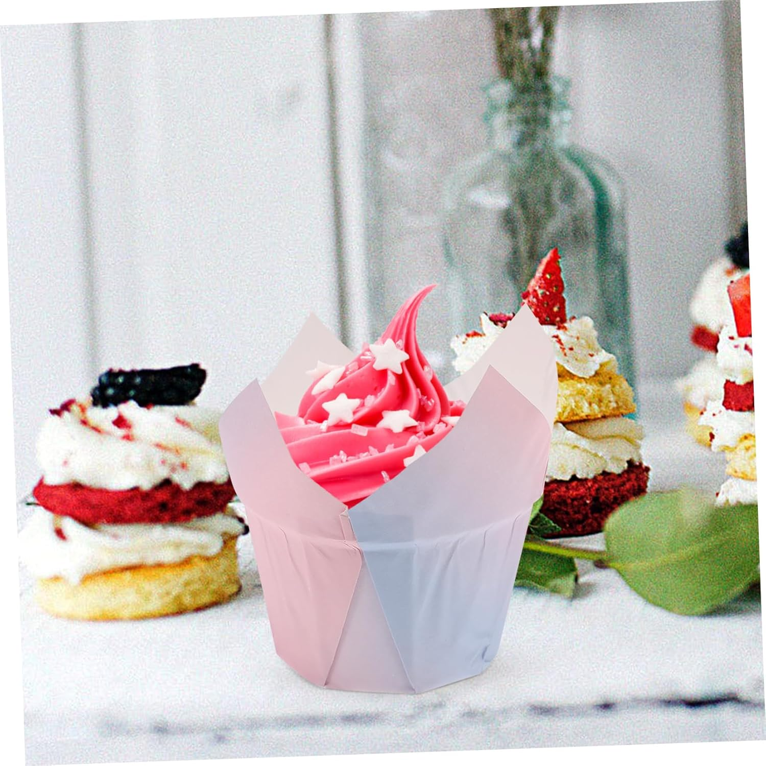 50 Pack Tulip Cupcake Liners Baking Cups Paper Muffin Liners Elegant for Celebrations Baking Needs image number 2