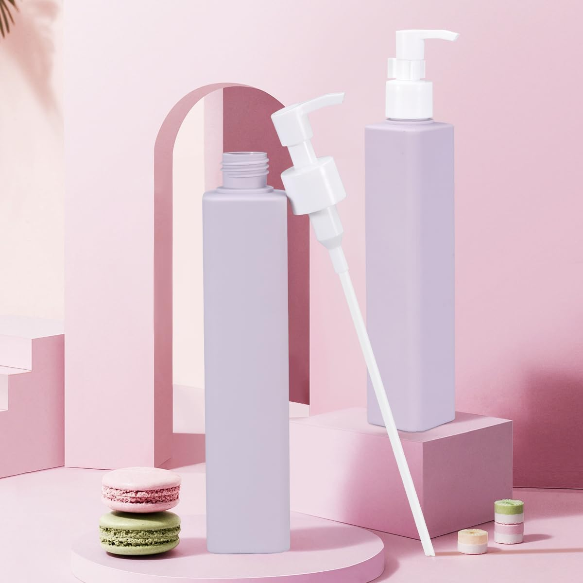 AIMALL 5 PCS Precision Pump Dispensing 250Ml, Convenient Refill Square Bottle for Liquid Soap, Shampoo, Lotion - Leak-Proof, Wide Mouth image number 6