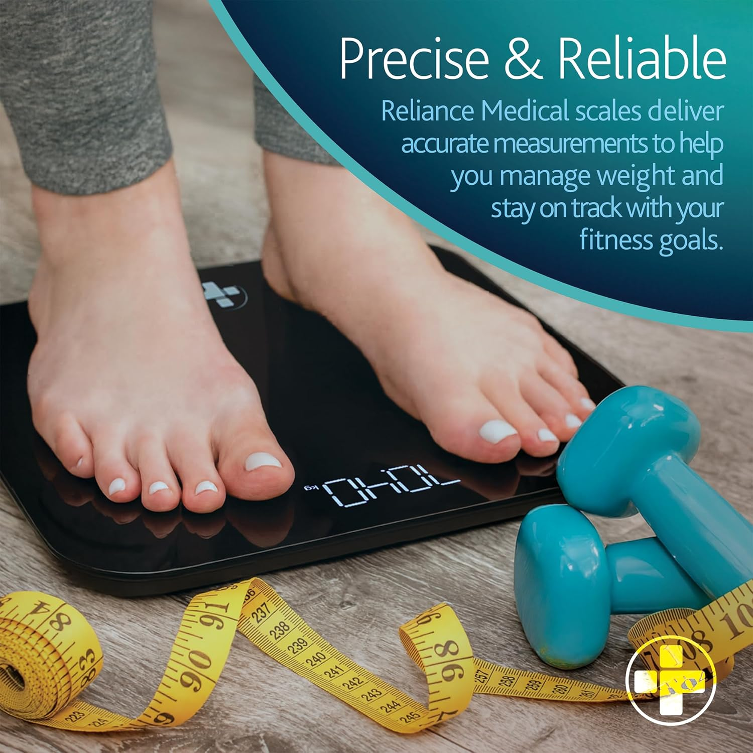 Reliance Medical Digital Body Weight Scale, Professional Weighing Scales with LED Display, Ultra Slim Design, Accurate Weight Management, Bathroom Scale, Size L 26Cm X W 26Cm X D 2.3Cm, Pack of 1 image number 3