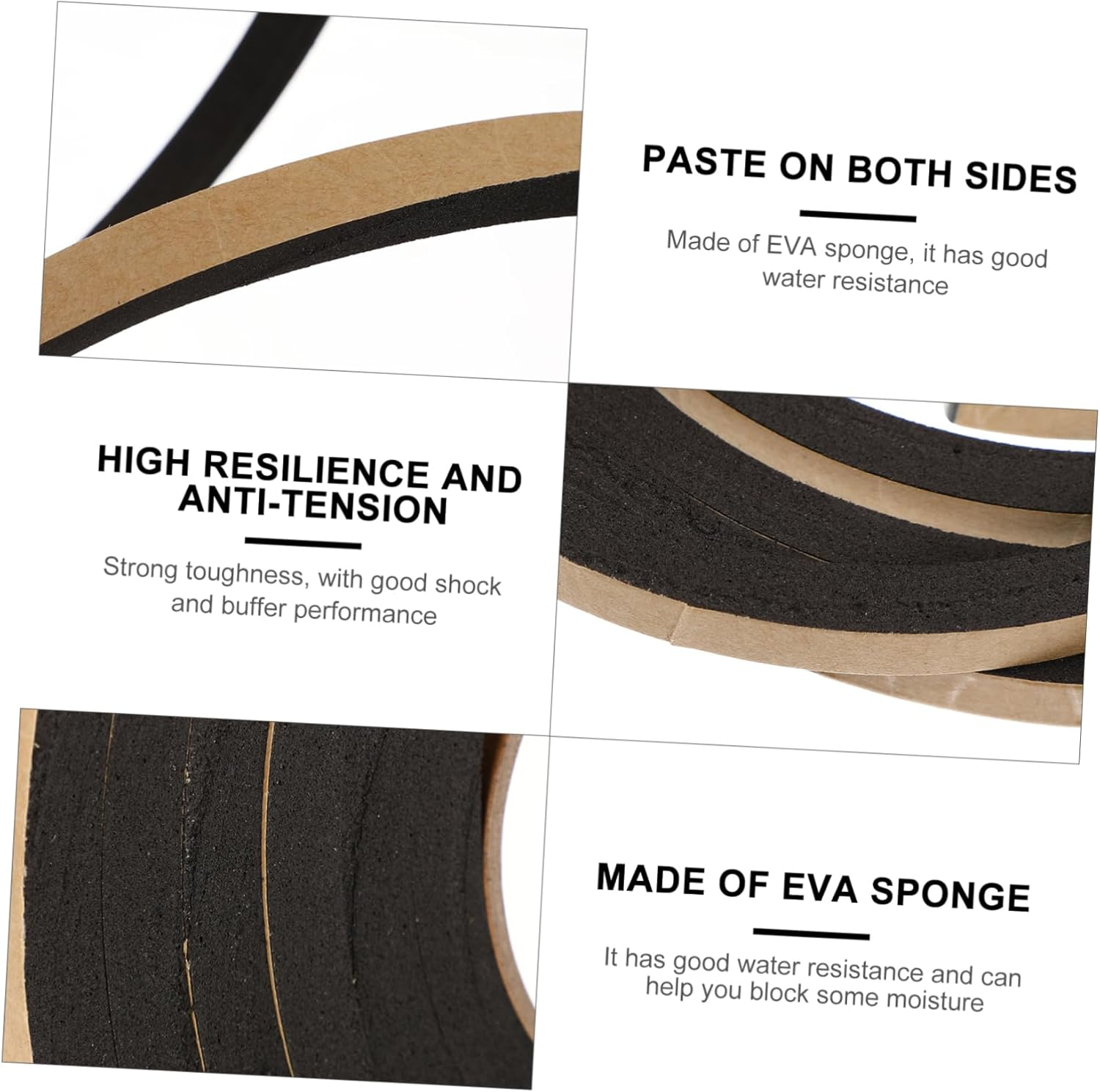 2Rolls Shockproof Foam Tape Eva Sealing Strip Window Seal Tape for Draft Stopper Heavy Duty Weather Seal image number 2