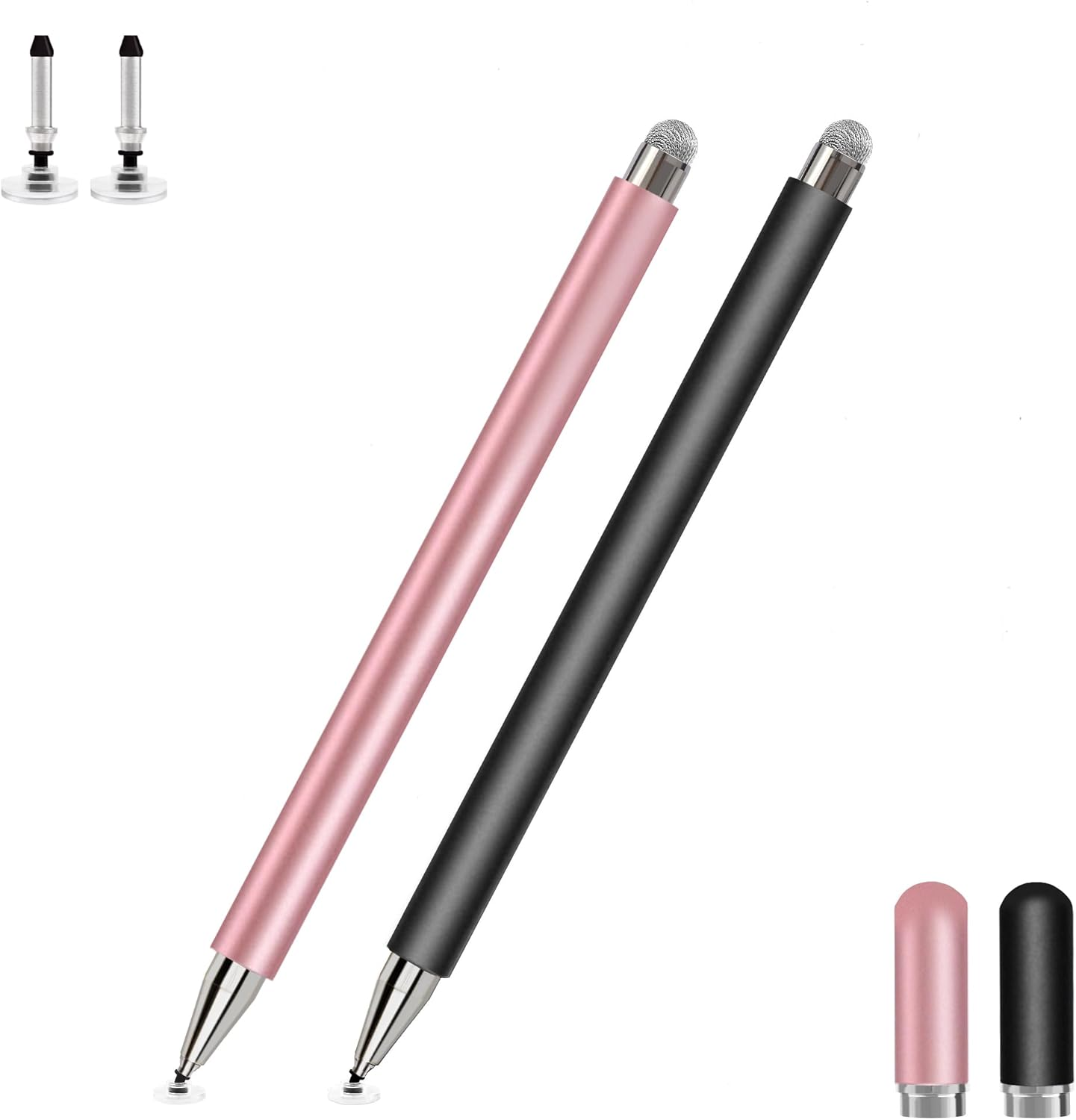 Stylus Pens for Touch Screens, 2 in 1 Magnetic Disc Universal Stylus Pen for Apple Ipad/Iphone/Android/Samsung Galaxy/Microsoft Tablets All Universal Touch Screen Devices (White/Black)